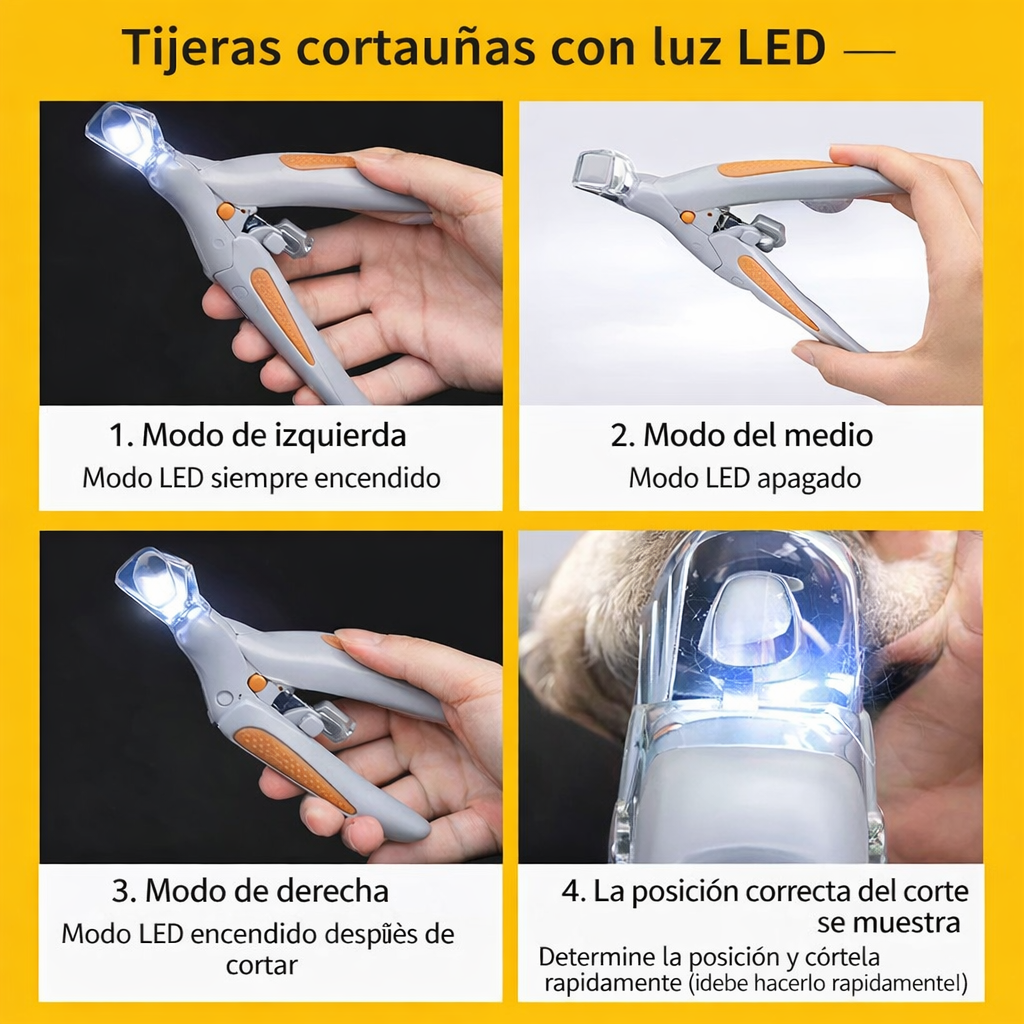 Cortaúñas Profesional para Mascotas con Luz LED