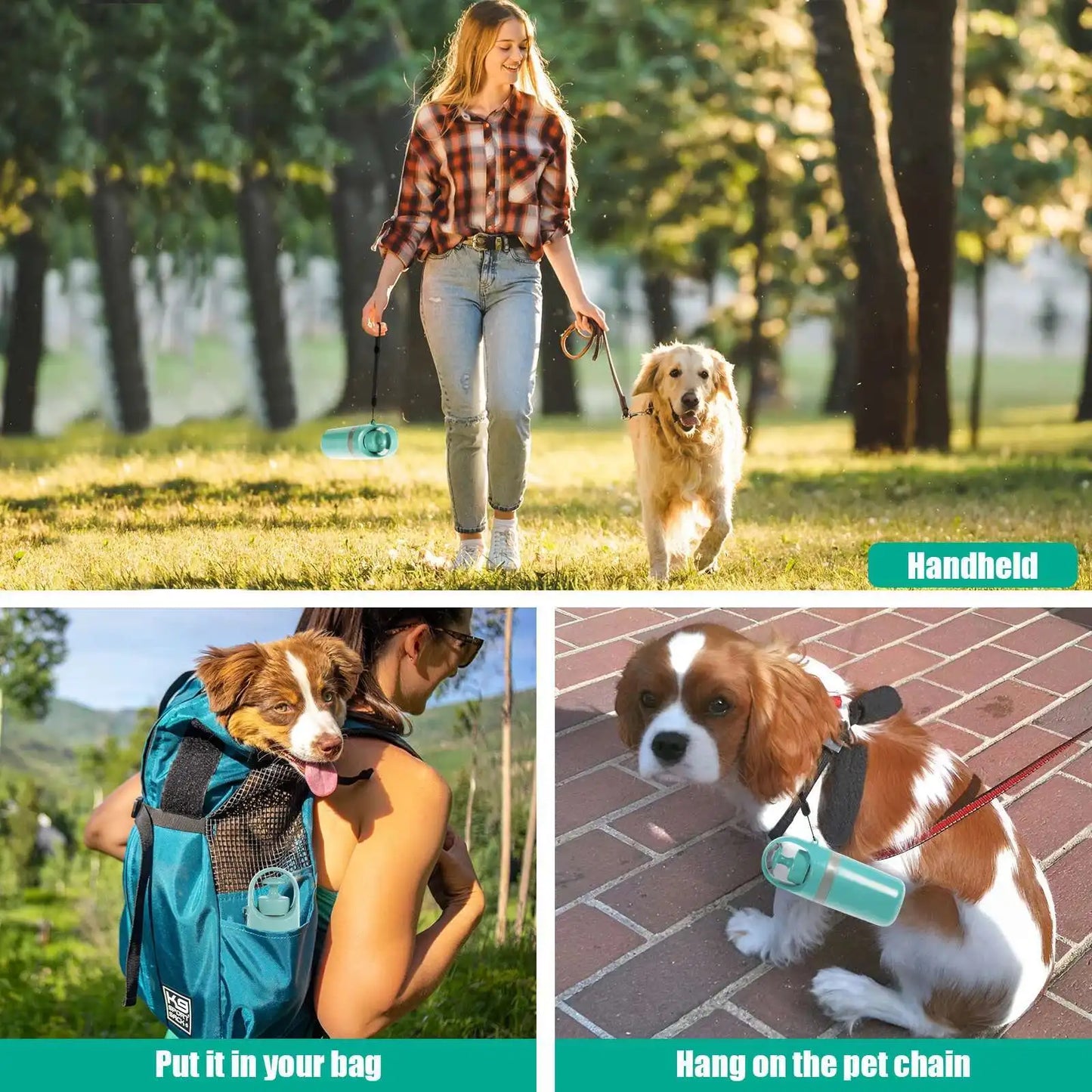 Portable Dog Pooper Scooper Outdoor Pet Waste Pick-Up Cleaner Built-In Garbage Bag Handheld Pet Poop Grabber No Touch Design